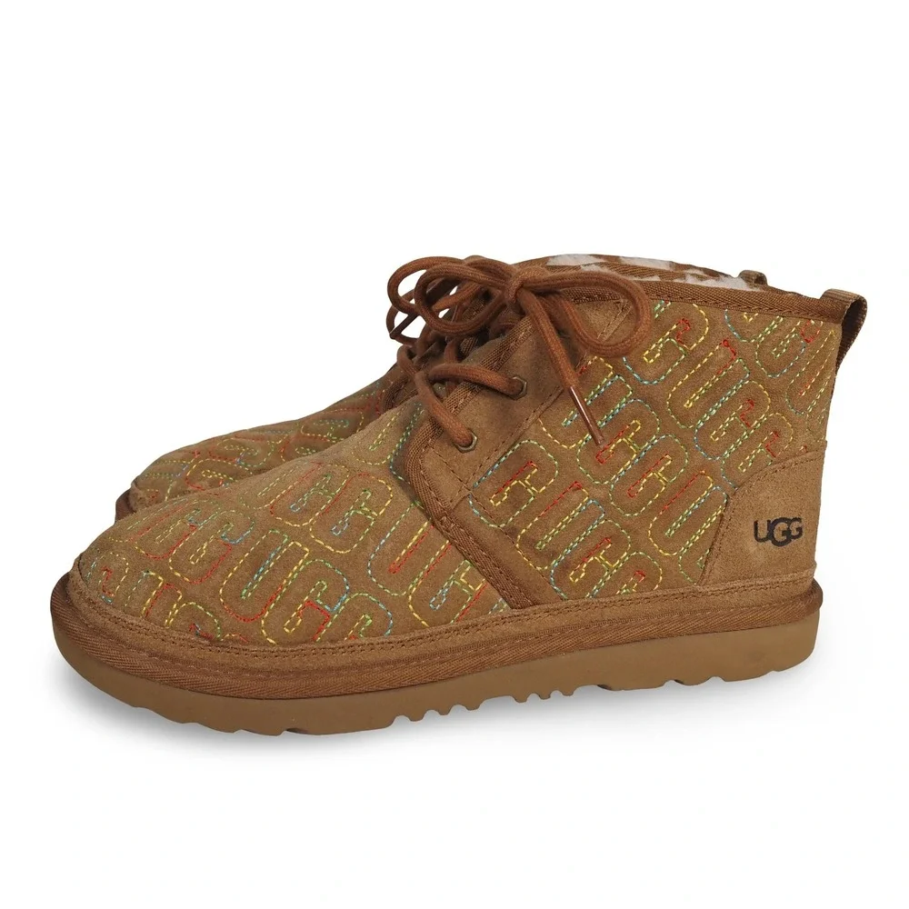 UGG Neumel II Graphic Stitch Chukka‎ Boots Youth 6 Women 7 Brown 1116170